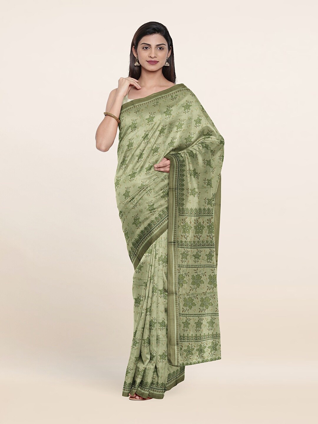 

Pothys Chandhari Cotton Green Colour Saree