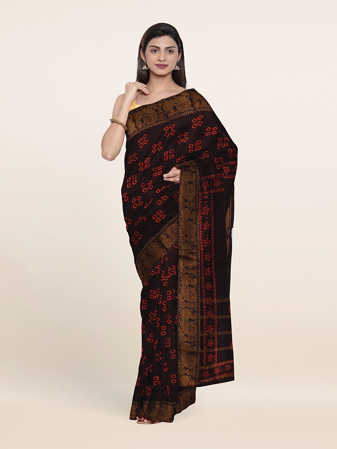 

Pothys Floral Pure Cotton Saree, Black