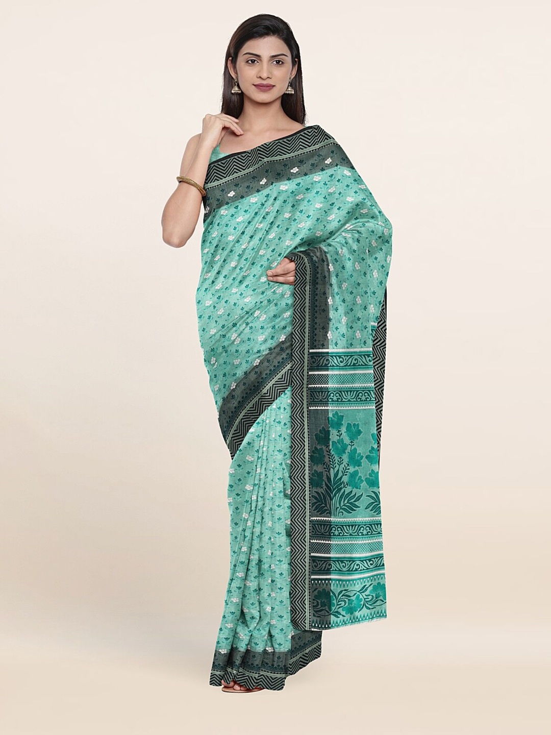 

Pothys Floral Saree, Green