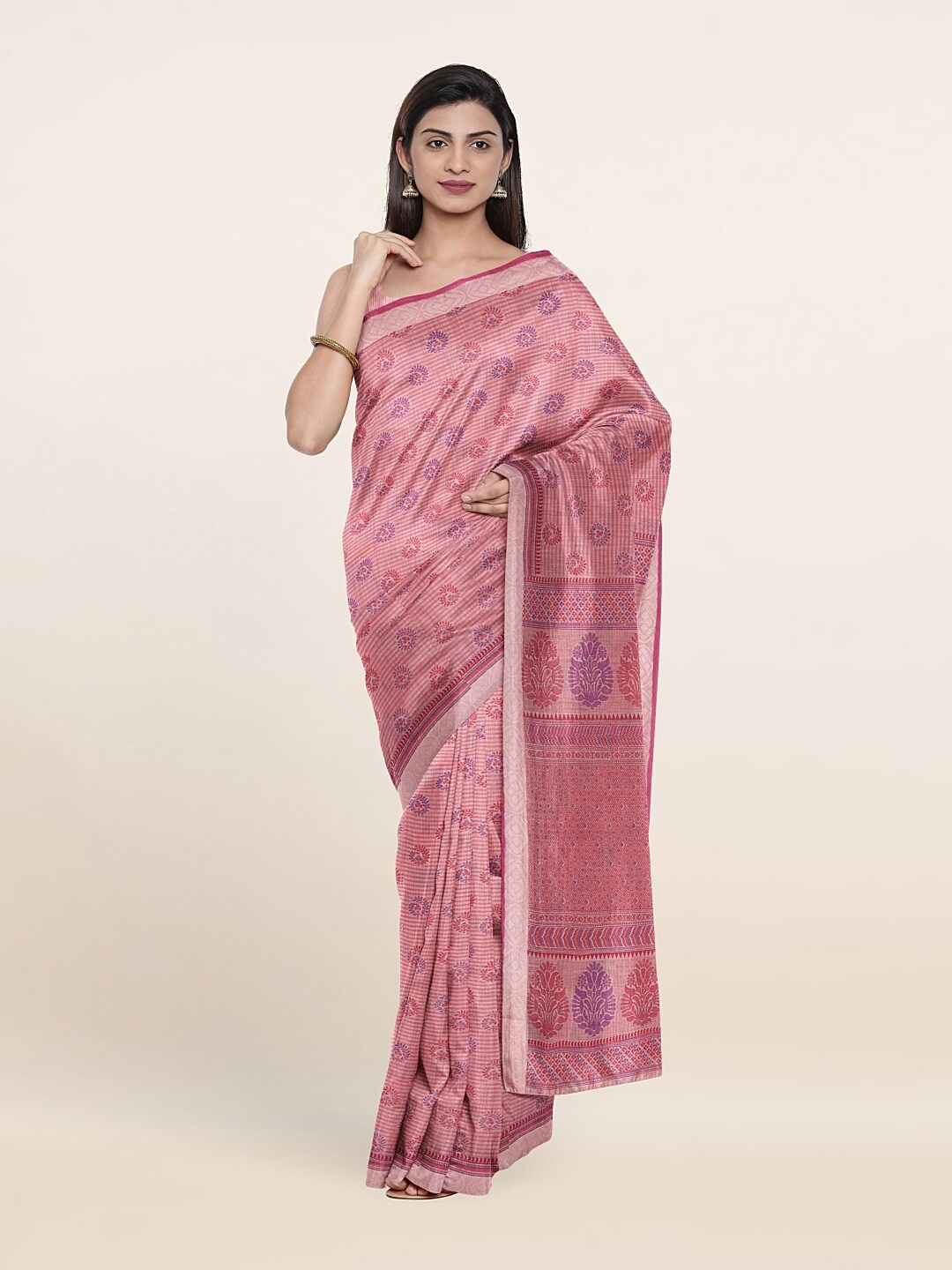 

Pothys Pink & Purple Ethnic Motifs Saree
