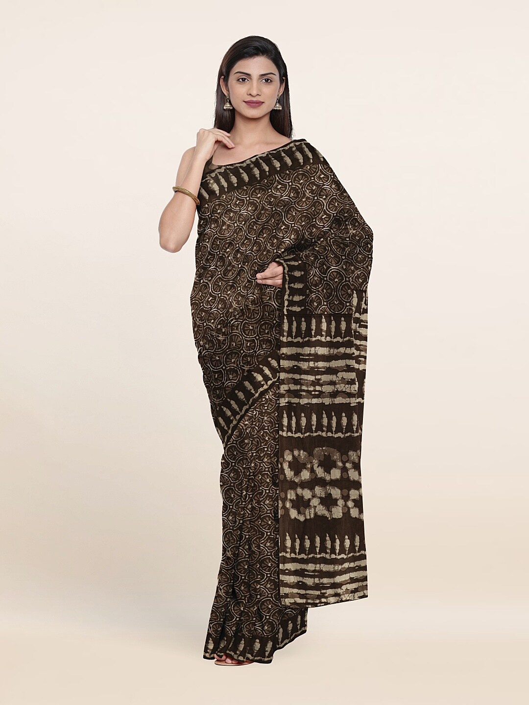 

Pothys Brown & Beige Printed Pure Cotton Saree