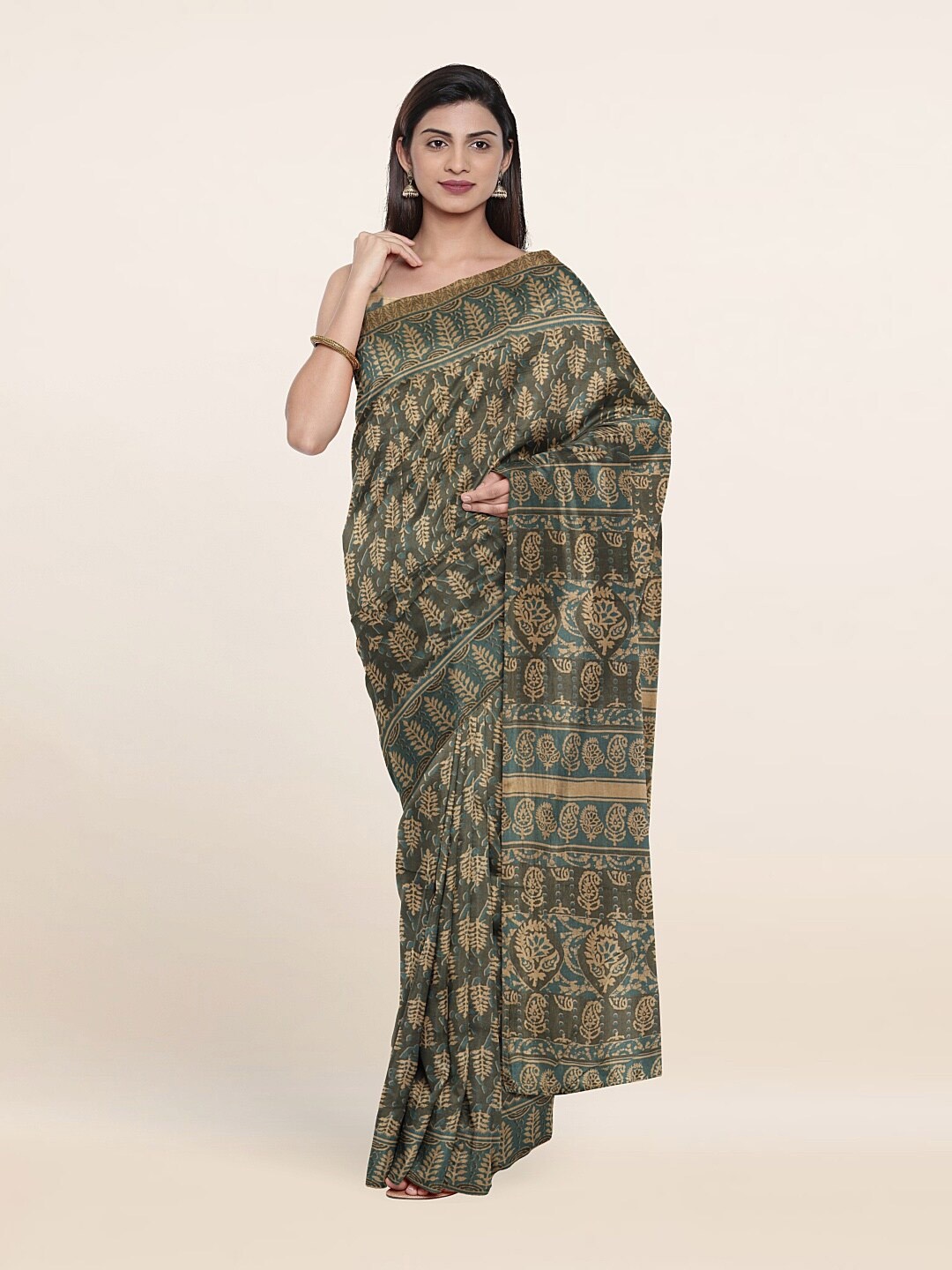 

Pothys Grey & Beige Paisley Pure Cotton Saree