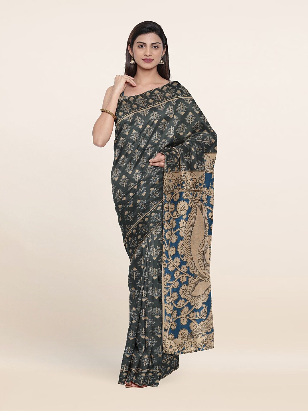 

Pothys Grey & Beige Floral Pure Cotton Saree