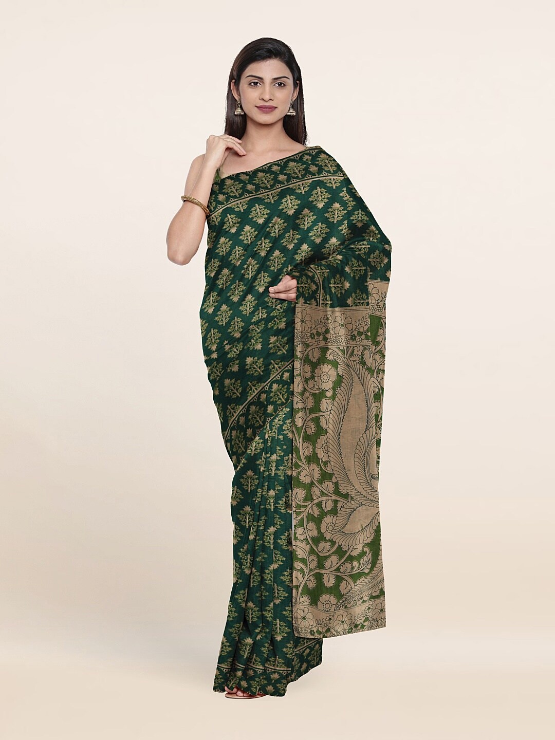 

Pothys Green Floral Pure Cotton Saree