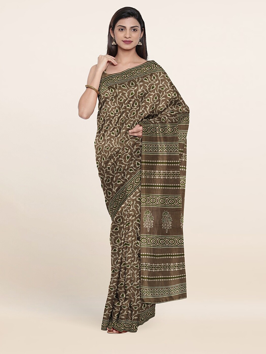 

Pothys Floral Pure Cotton Saree, Grey