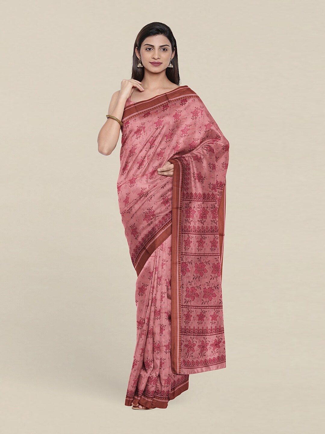 

Pothys Pink Floral Cotton Saree