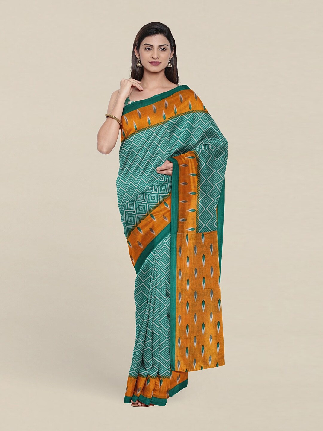

Pothys Green & Mustard Pure Cotton Saree