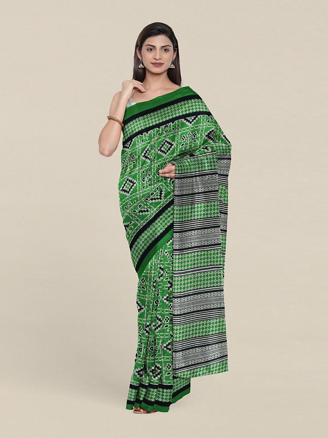 

Pothys Green & Black Pure Cotton Saree