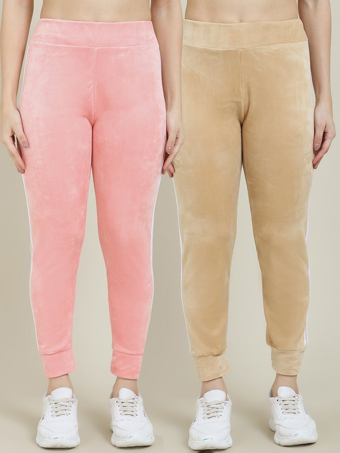 

Miaz Lifestyle Women Pack of 2 Beige & Peach Relaxed-fit Track Pants