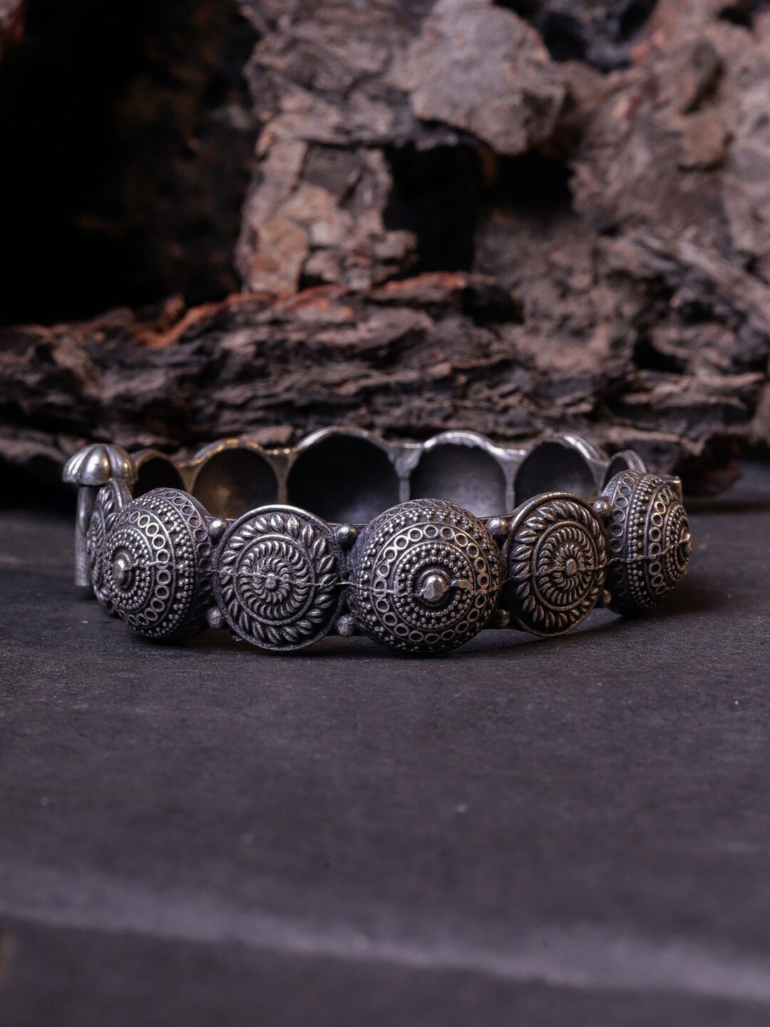 

Sangria Women Silver-Toned Silver-Plated Bangle-Style Bracelet