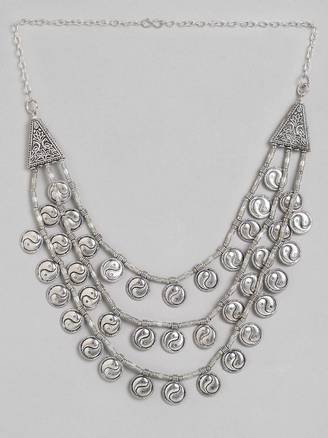 

Sangria Silver-Toned Silver-Plated Layered Necklace