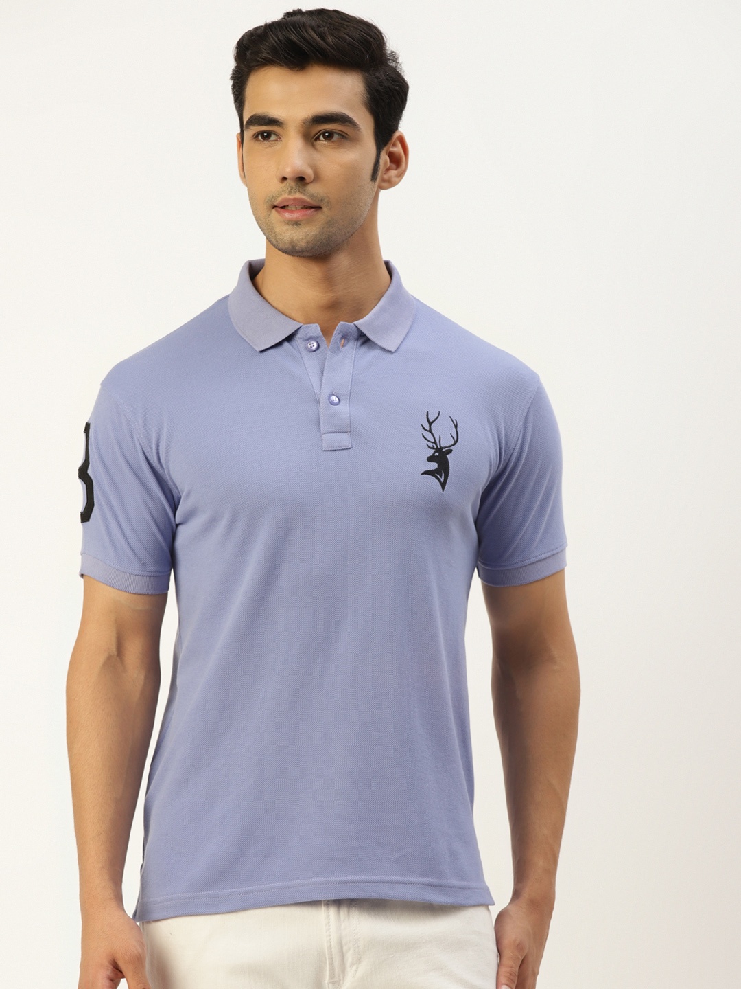 

PORTBLAIR Men Lavender Polo Collar T-shirt