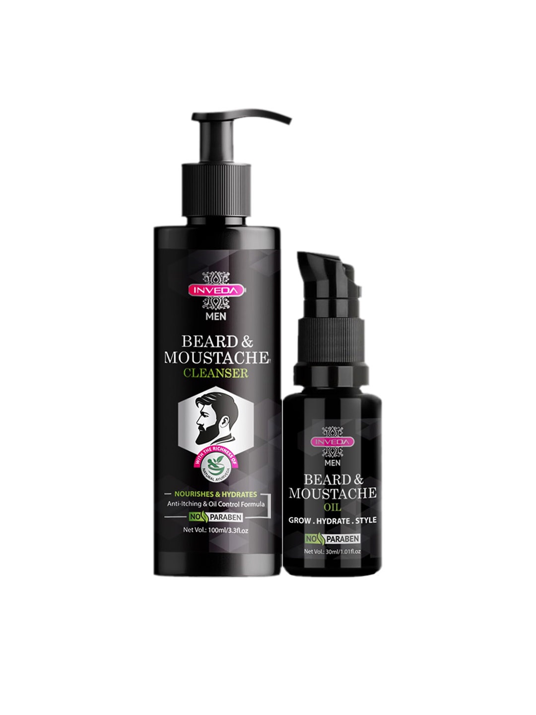 

Inveda Pack Of 2 Beard & Moustache Combo Kit 130ml, Black