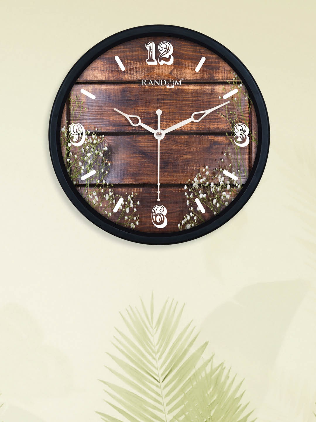 

RANDOM Black & Brown Printed Contemporary Wall Clock