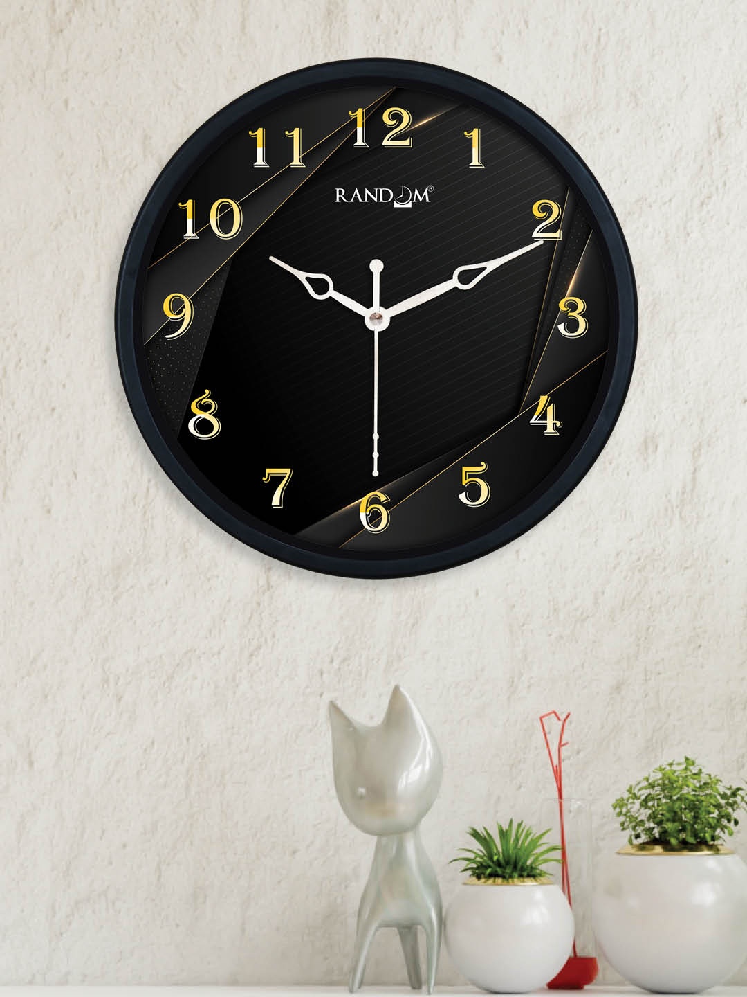 

RANDOM Black & Yellow Printed Contemporary Wall Clock