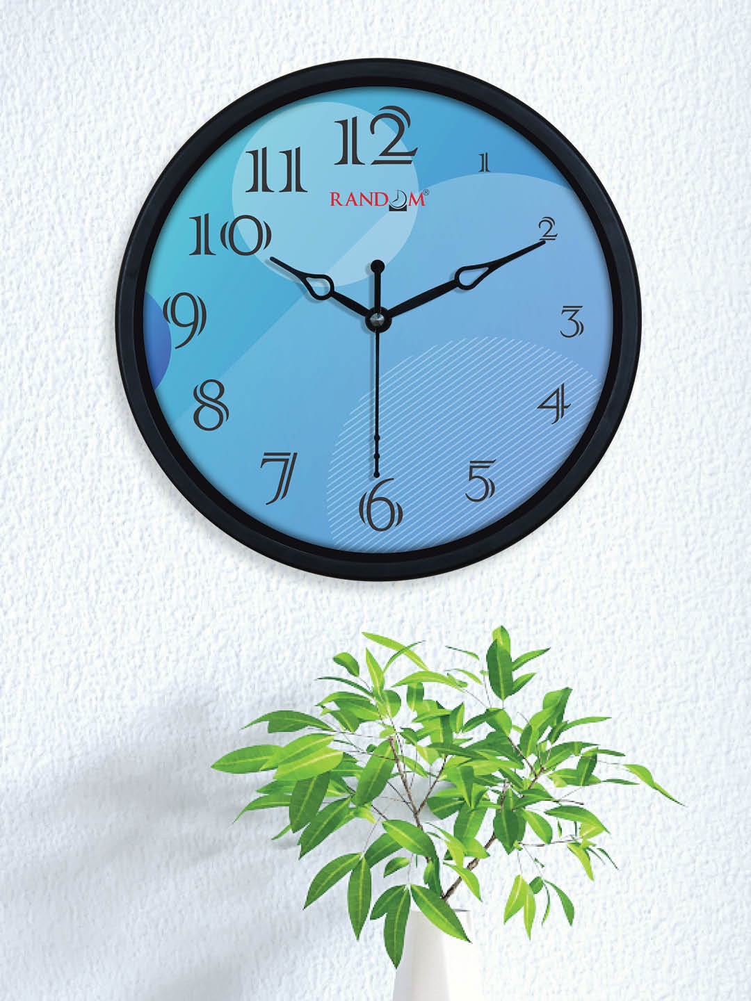 

RANDOM Blue & Black Printed Traditional Wall Clock