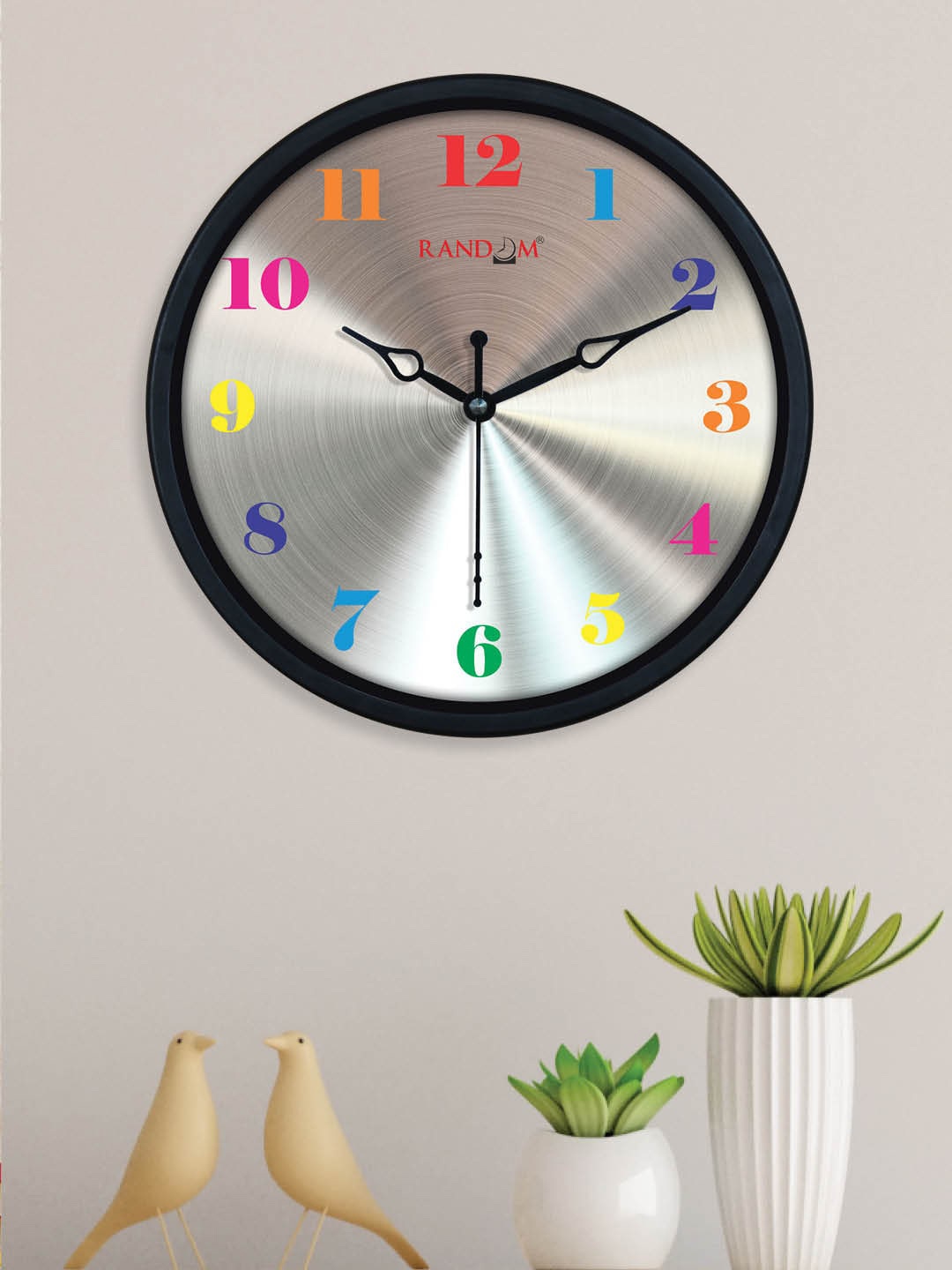 

RANDOM Silver-Toned & Pink Contemporary Wall Clock