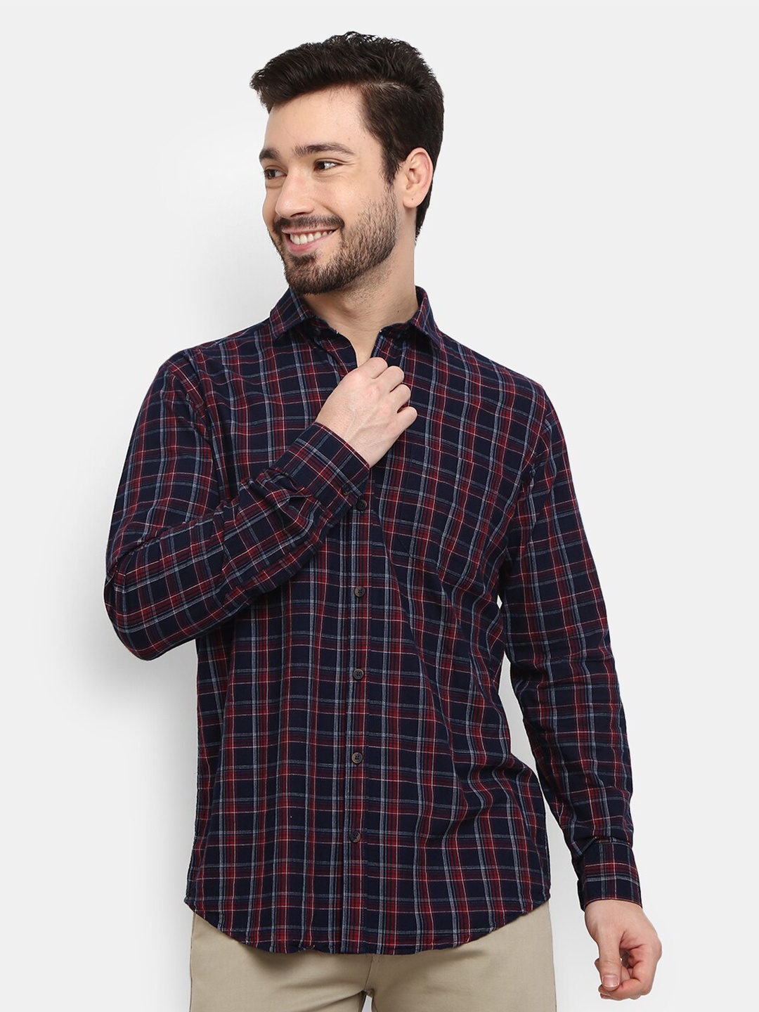

V-Mart Men Red Tartan Checked Casual Shirt