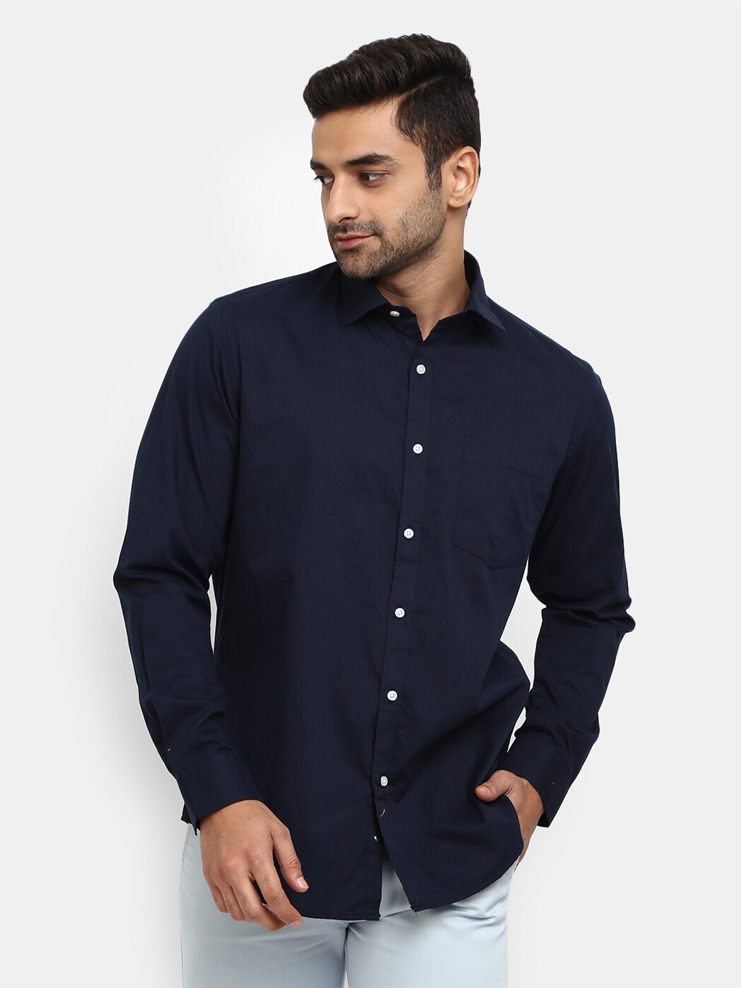 

V-Mart Men Navy Blue Formal Shirt