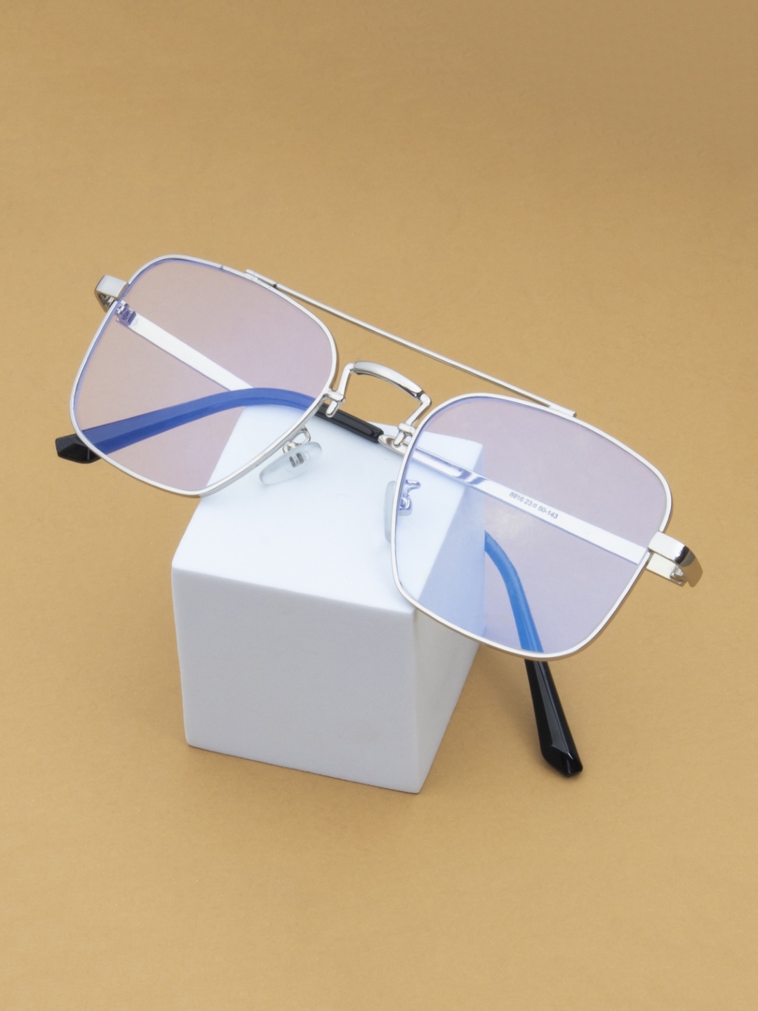 

Ted Smith Unisex Clear Lens & Silver-Toned Square Sunglasses with UV Protected Lens, Transparent