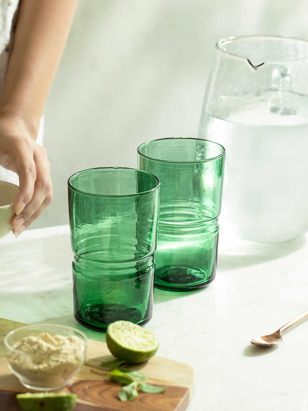 

ellementry Green Set Of 2 Solid Juice Glasses