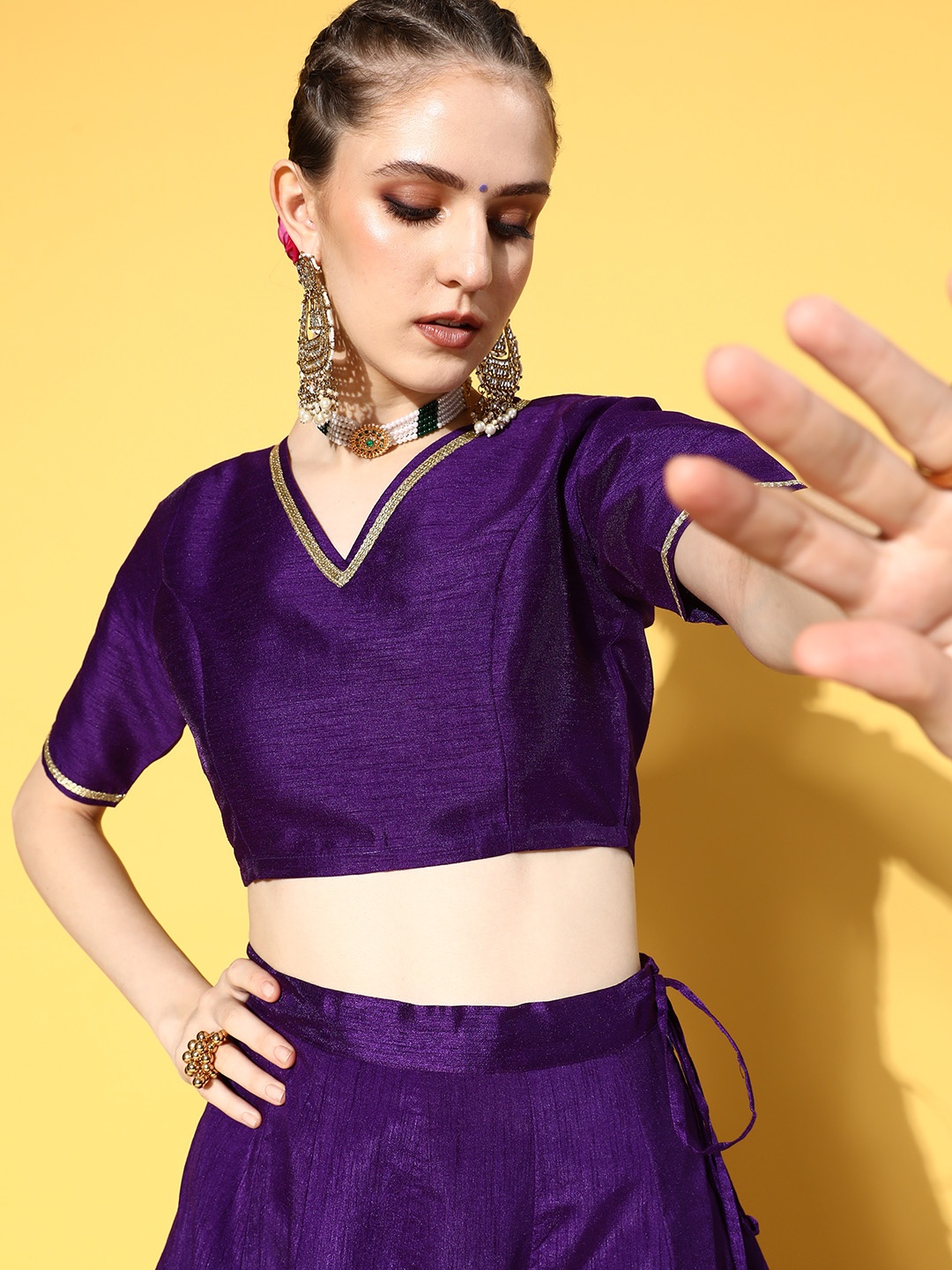 

Shae by SASSAFRAS Purple Solid New Neckline Top