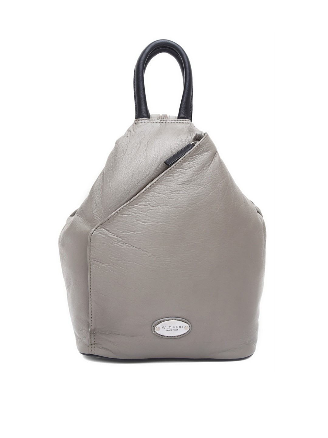 

WildHorn Women Grey Leather Oversized Structured Shoulder Bag Come Backpack