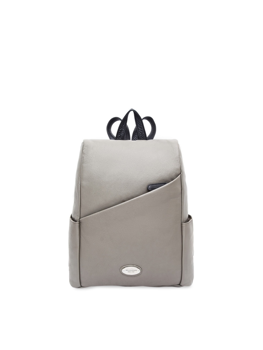 

WildHorn Grey Leather Structured Backpack Shoulder Bag