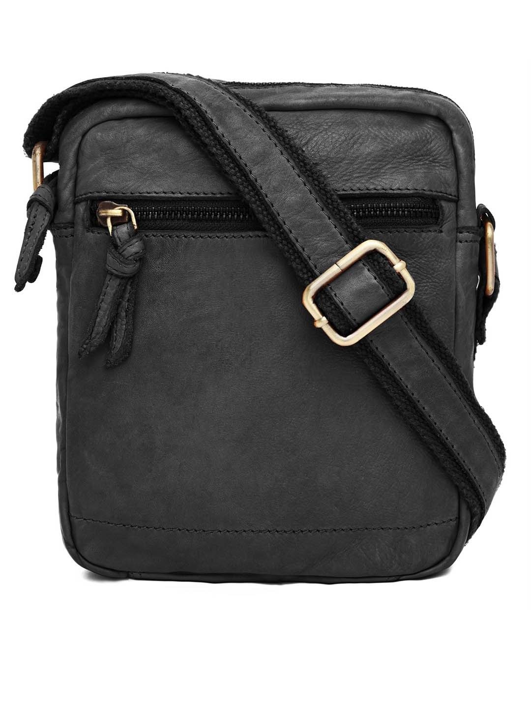 

WildHorn Women Black Leather Structured Sling Bag