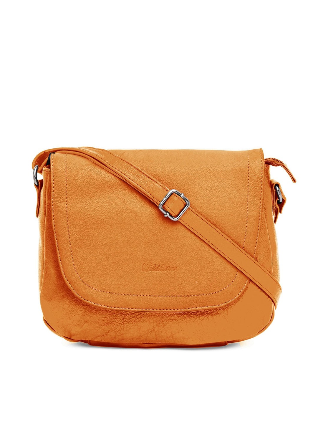 

WildHorn Yellow Leather Structured Sling Bag