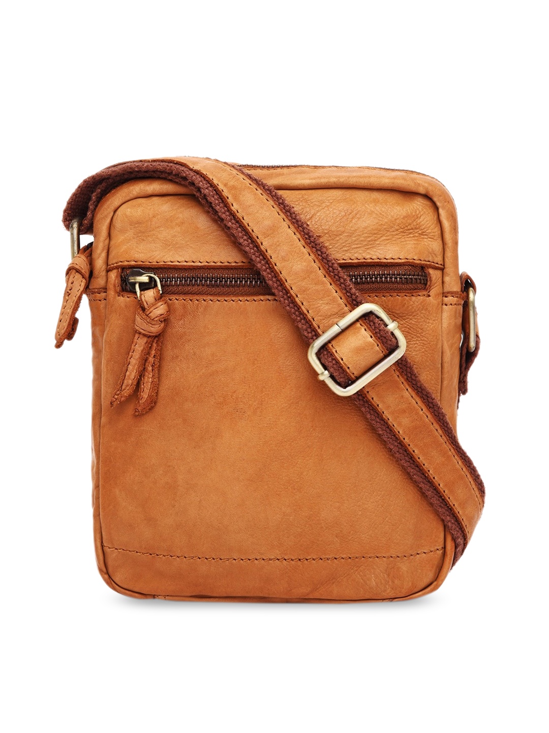 

WildHorn Yellow Leather Structured Sling Bag