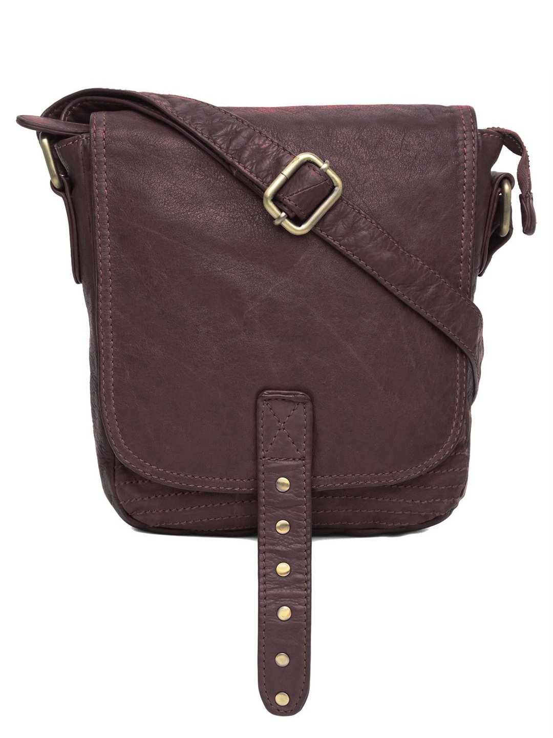 

WildHorn Women Brown Leather Structured Sling Bag
