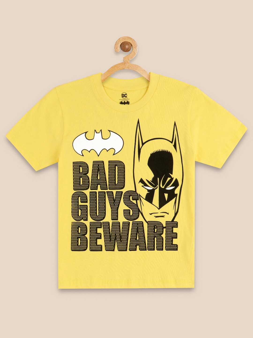 

Kids Ville Boys Yellow Batman Printed Pure Cotton T-shirt