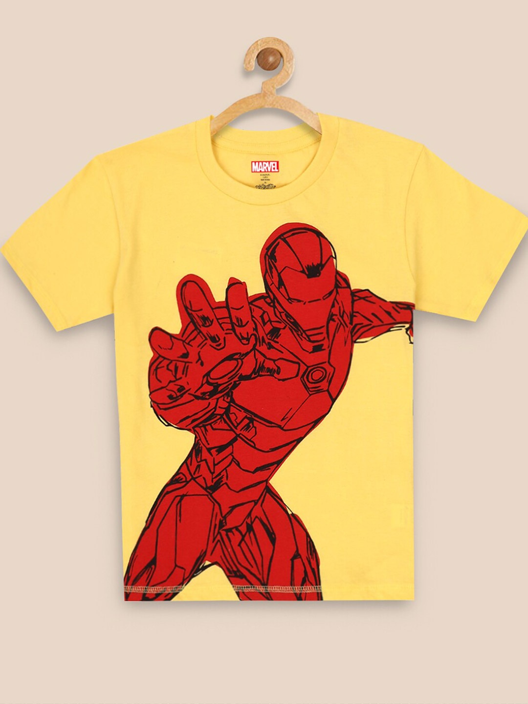 

Kids Ville Boys Yellow & Red Iron Man Printed Pure Cotton T-shirt
