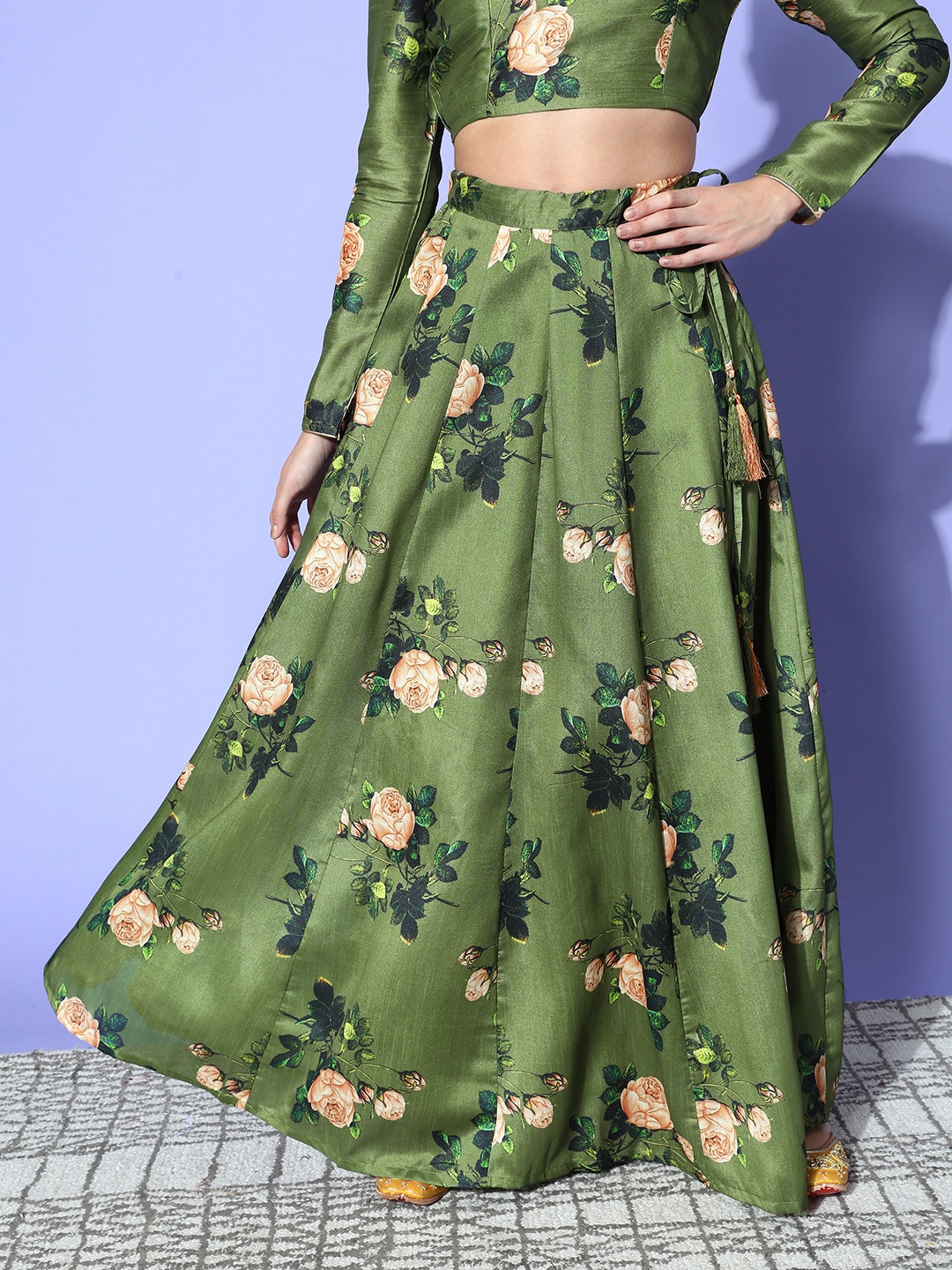 

Shae by SASSAFRAS Green Floral Volume Control Skirt