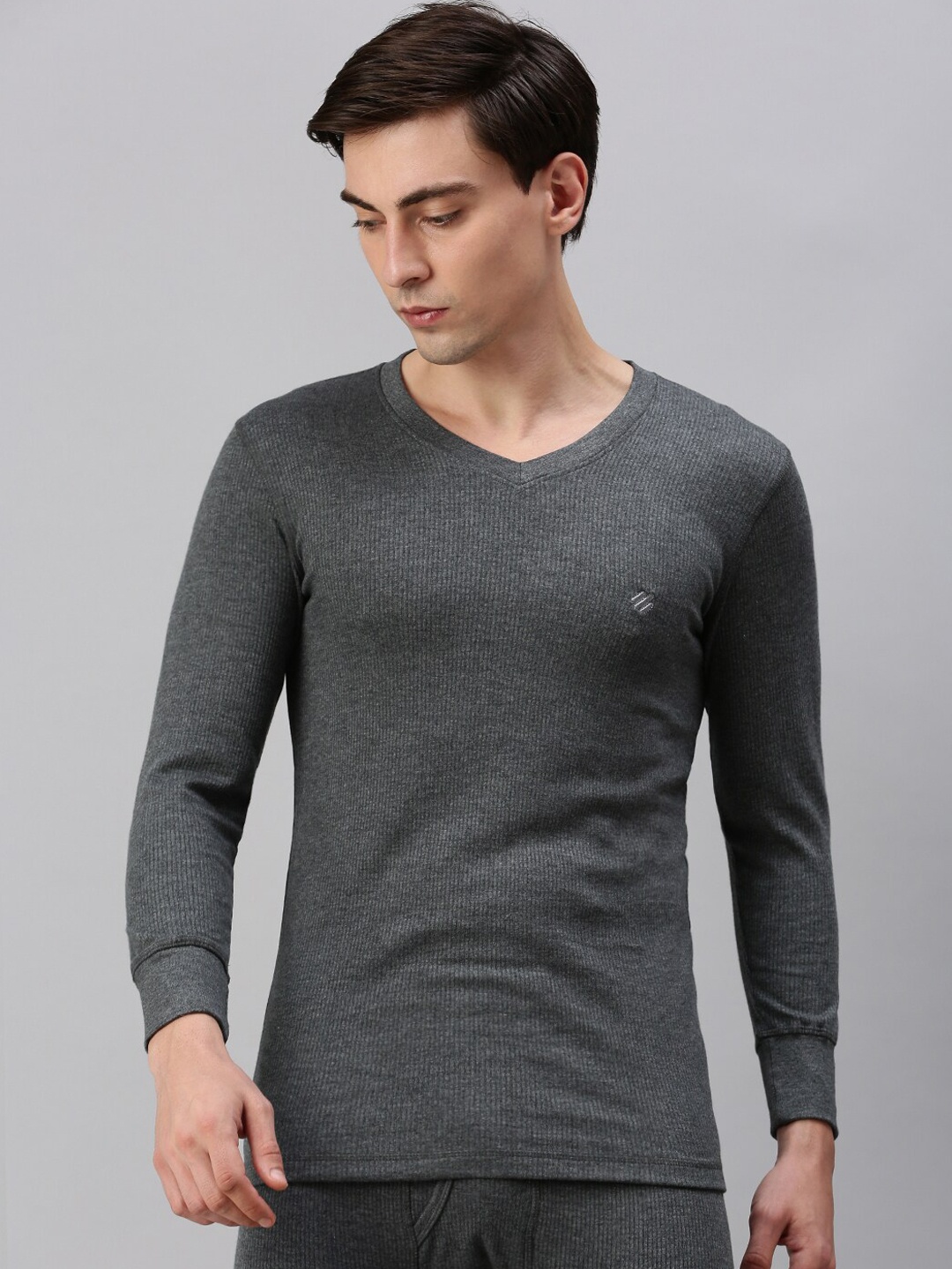 

ONN Men Black Solid Cotton Thermal Tops