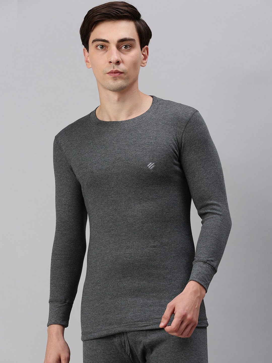 

ONN Men Melange Black Solid Cotton Thermal Tops