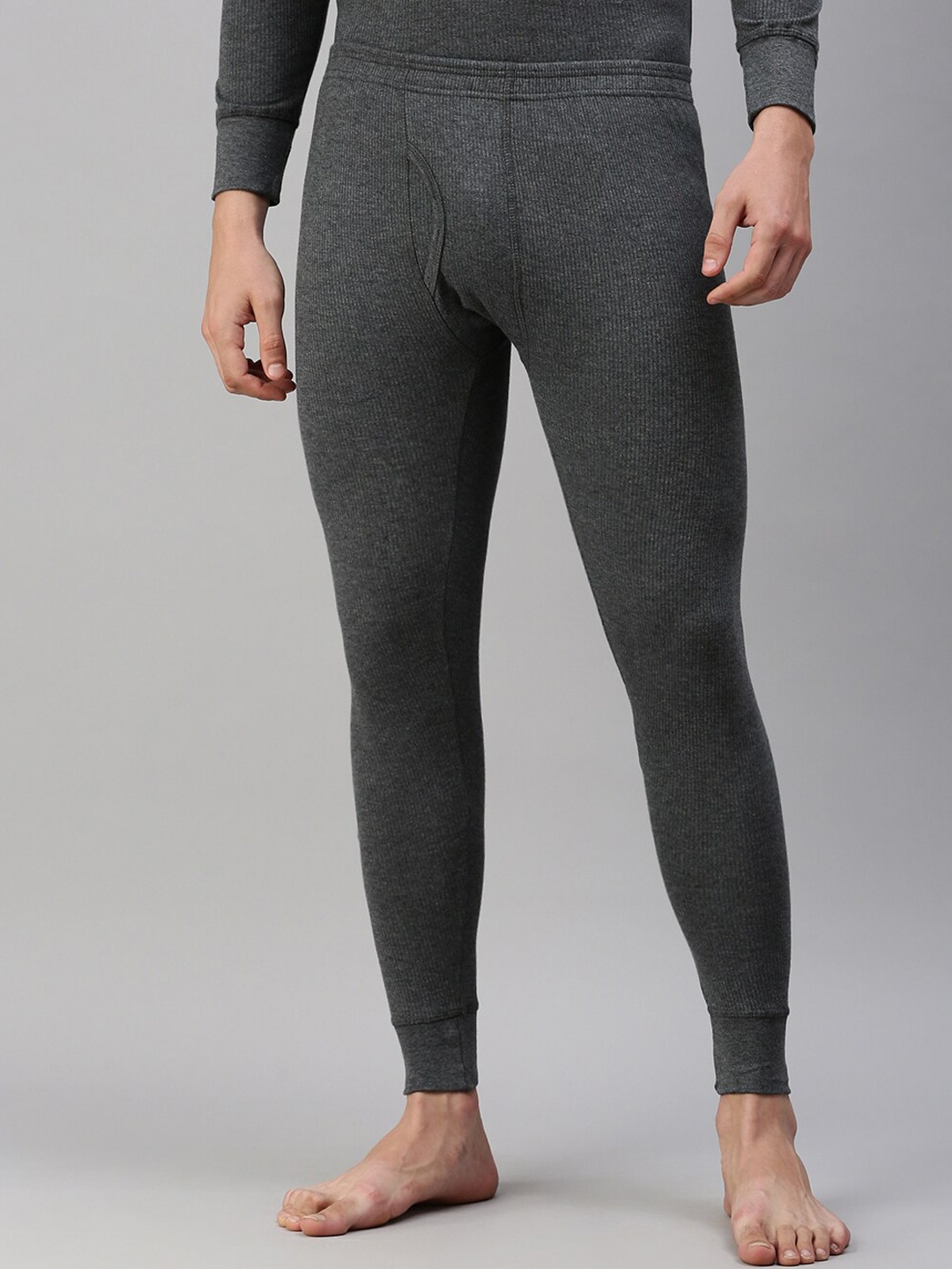 

ONN Men Black Solid Cotton Thermal Bottoms