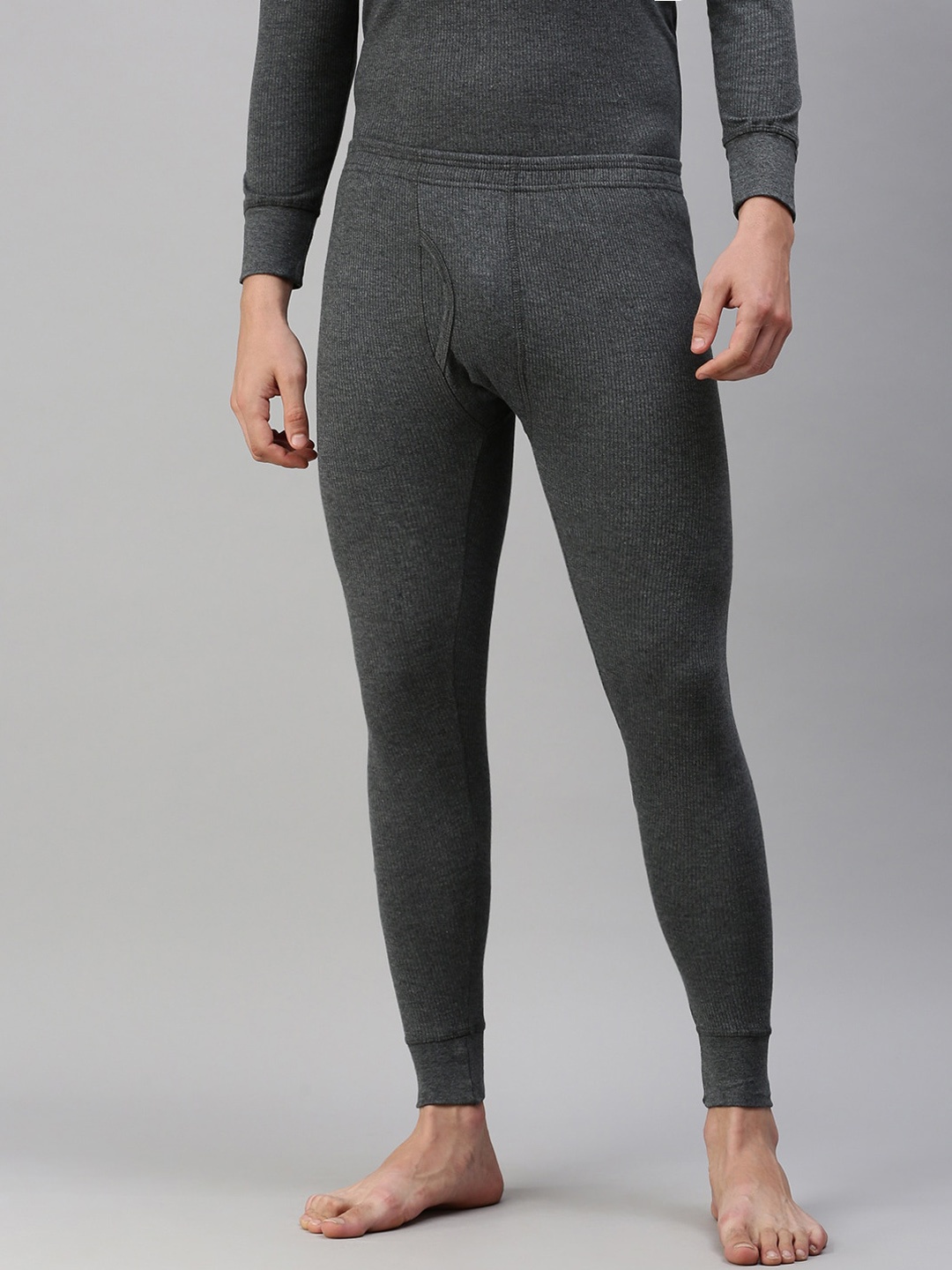 

ONN Men Charcoal Solid Cotton Thermal Bottoms