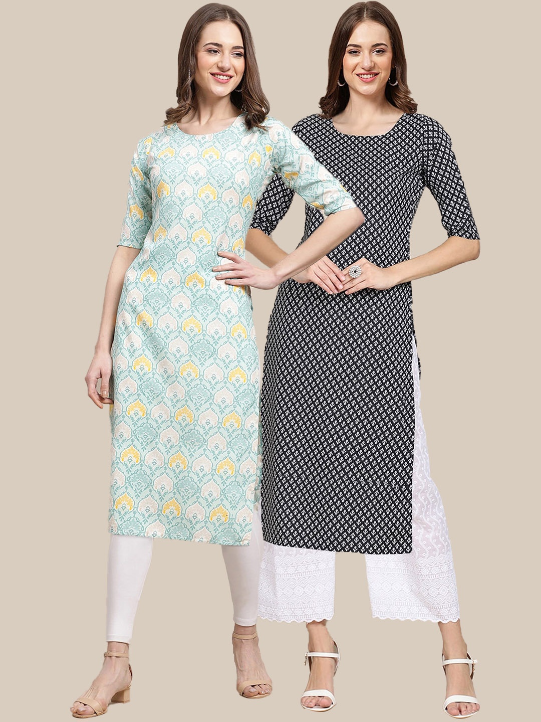 

7Threads Women Pack Of 2 Multicoloured Ethnic Motifs Printed Kurta, Multi