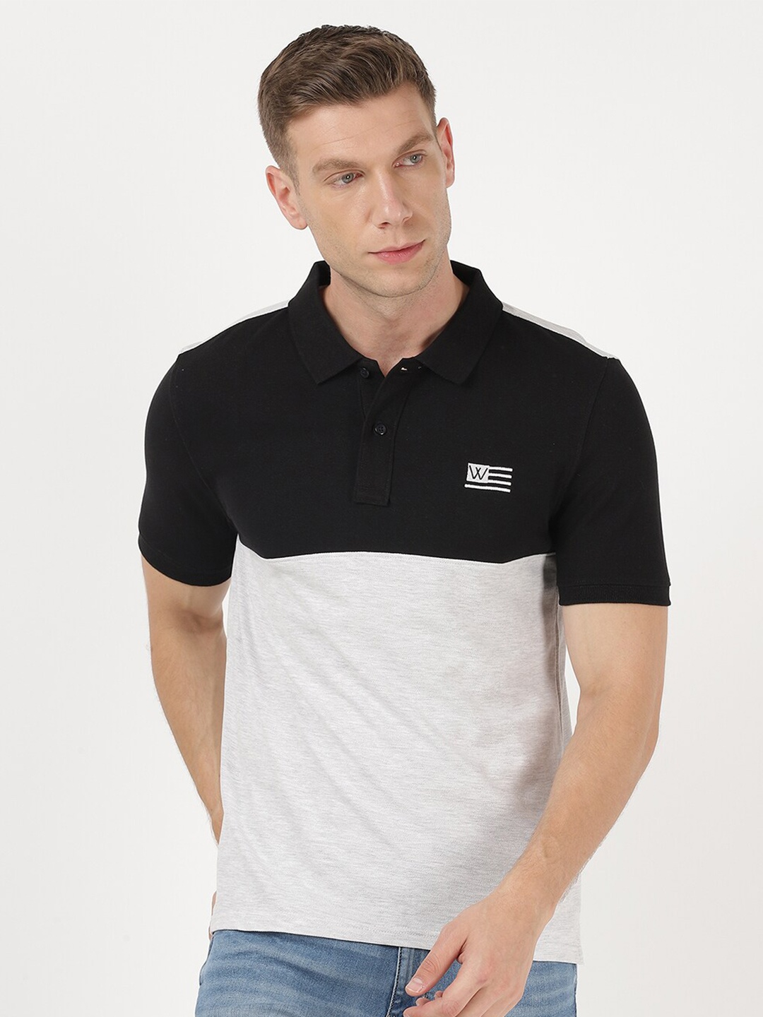 

Wrangler Men Black Polo Collar Cotton T-shirt
