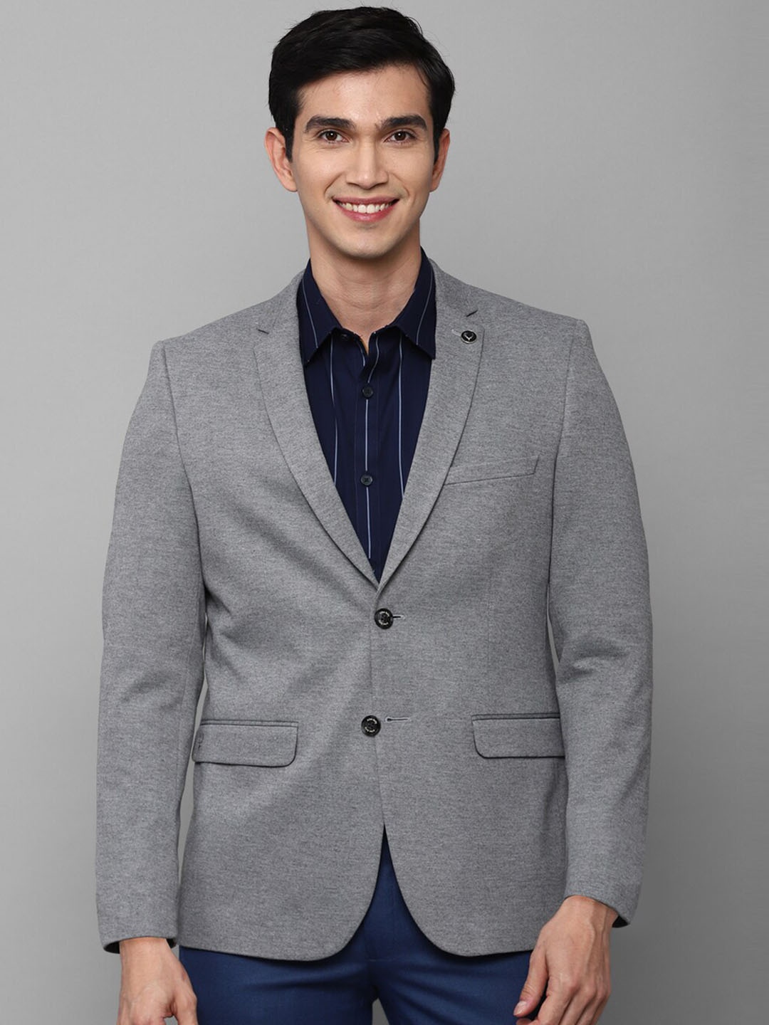 

Allen Solly Men Grey Self Design Slim-Fit Single Breasted Formal Blazer