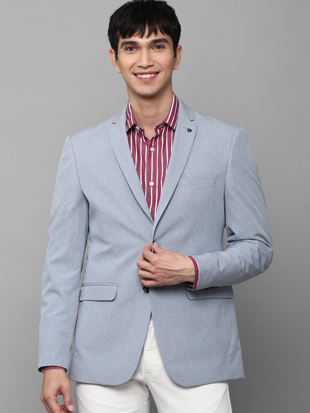 

Allen Solly Men Grey Single-Breasted Formal Slim-Fit Blazers
