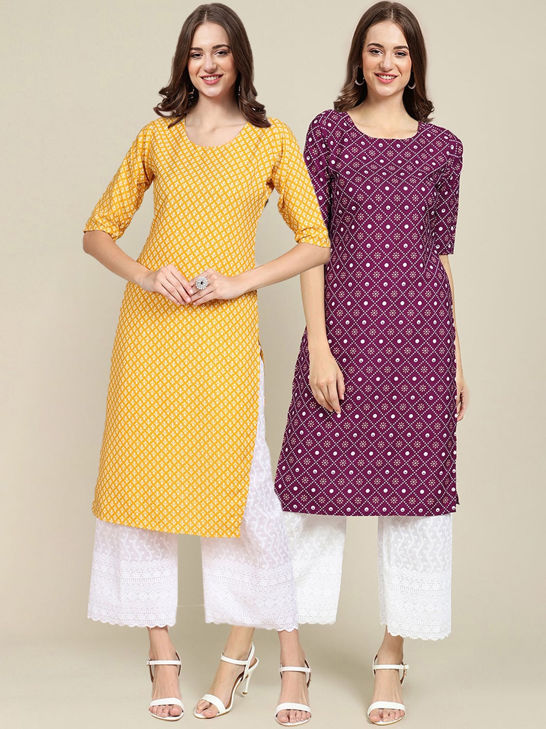 

7Threads Women Pack of 2 Crepe Kurta, Multi