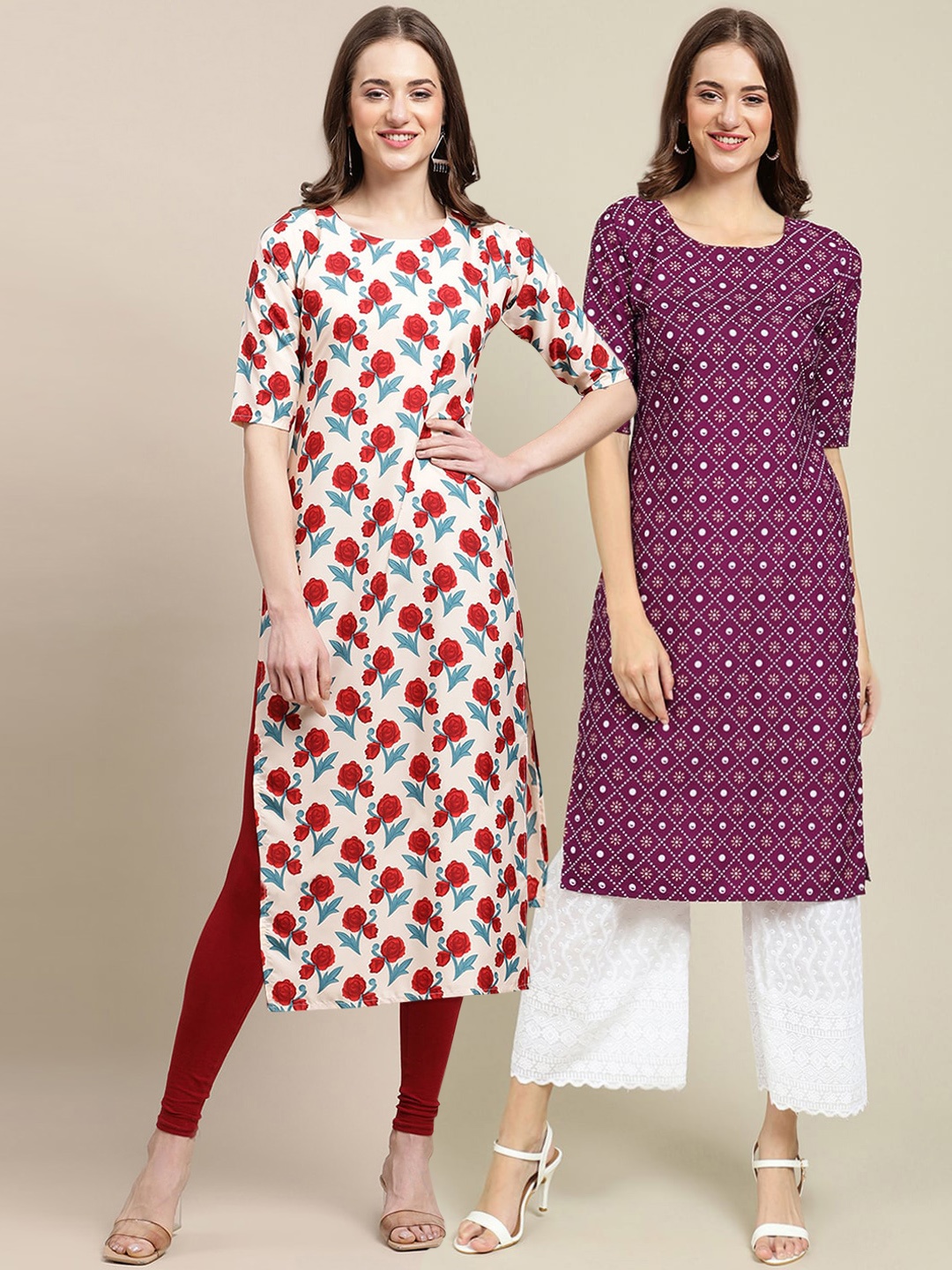 

7Threads Women Pack of 2 Kurta, Multi