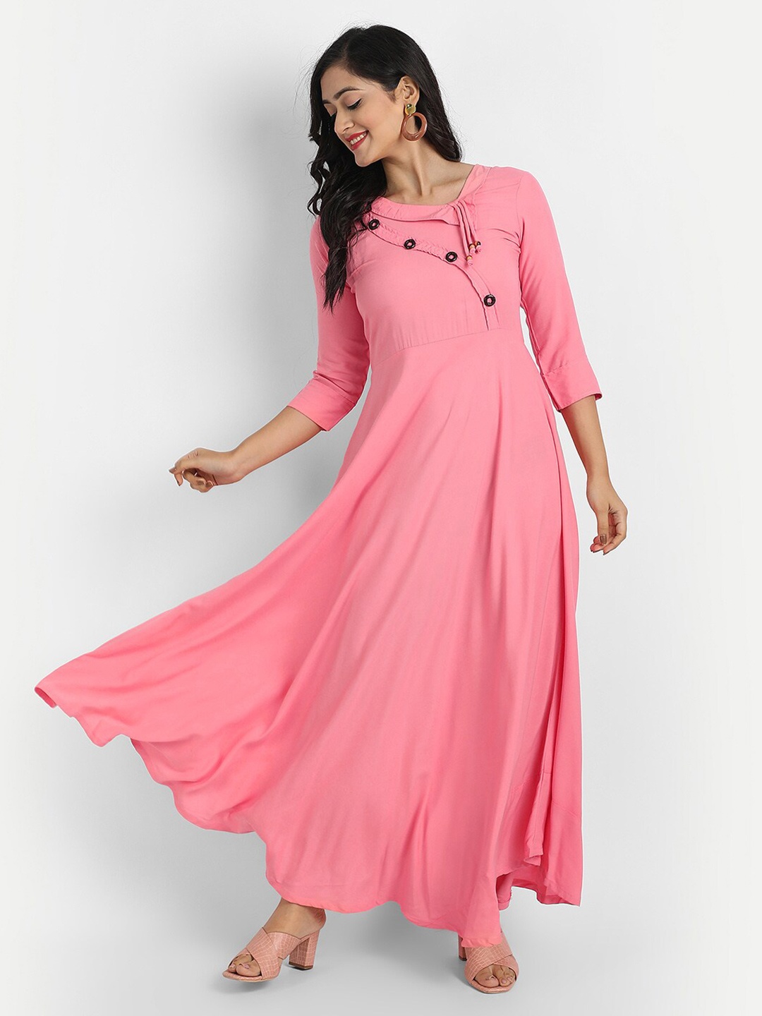 

Globon Impex Women Pink Liva Maxi Dress
