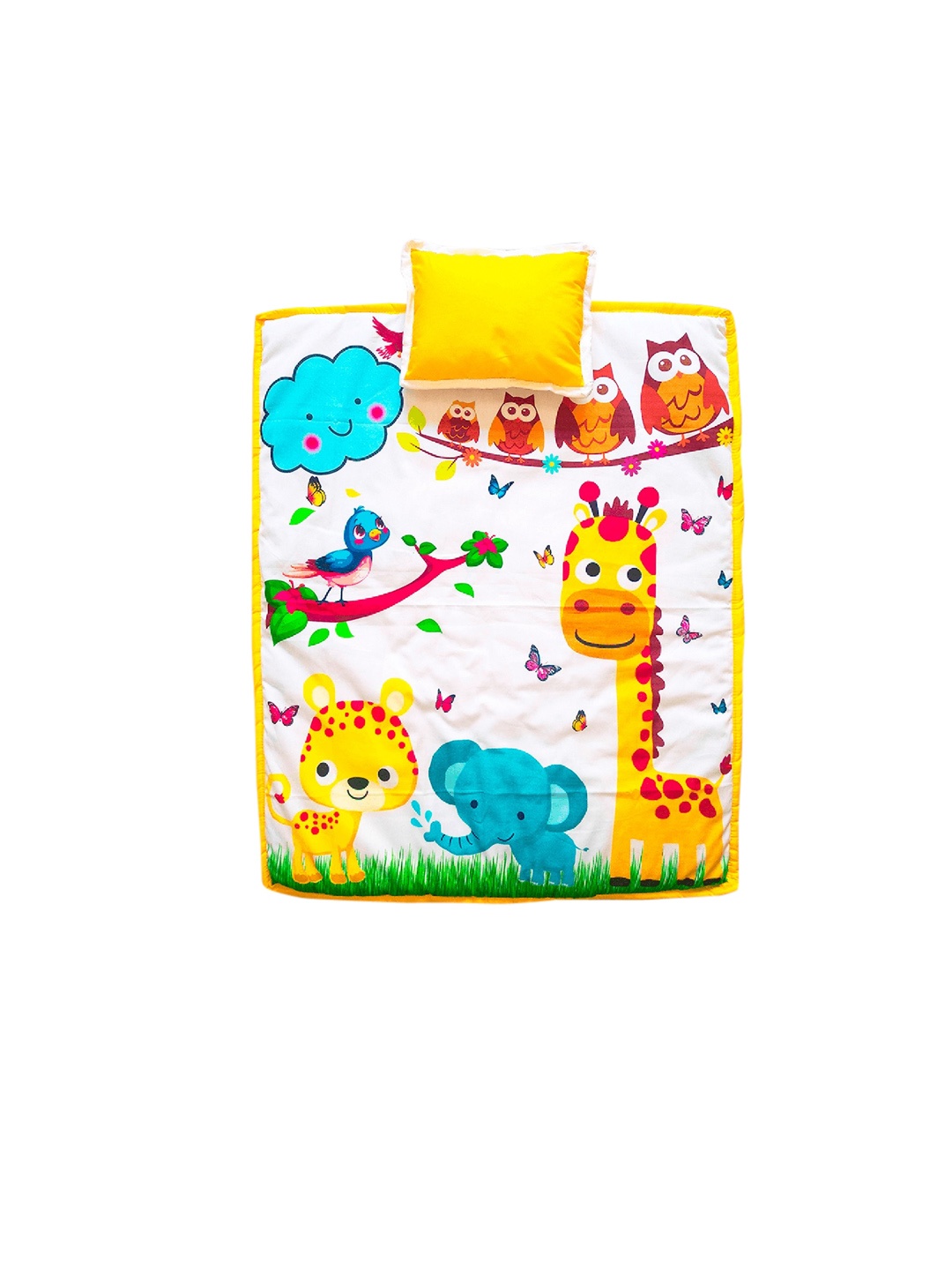 

LOREM Infant White & Yellow Printed Cotton Baby Bed Sets