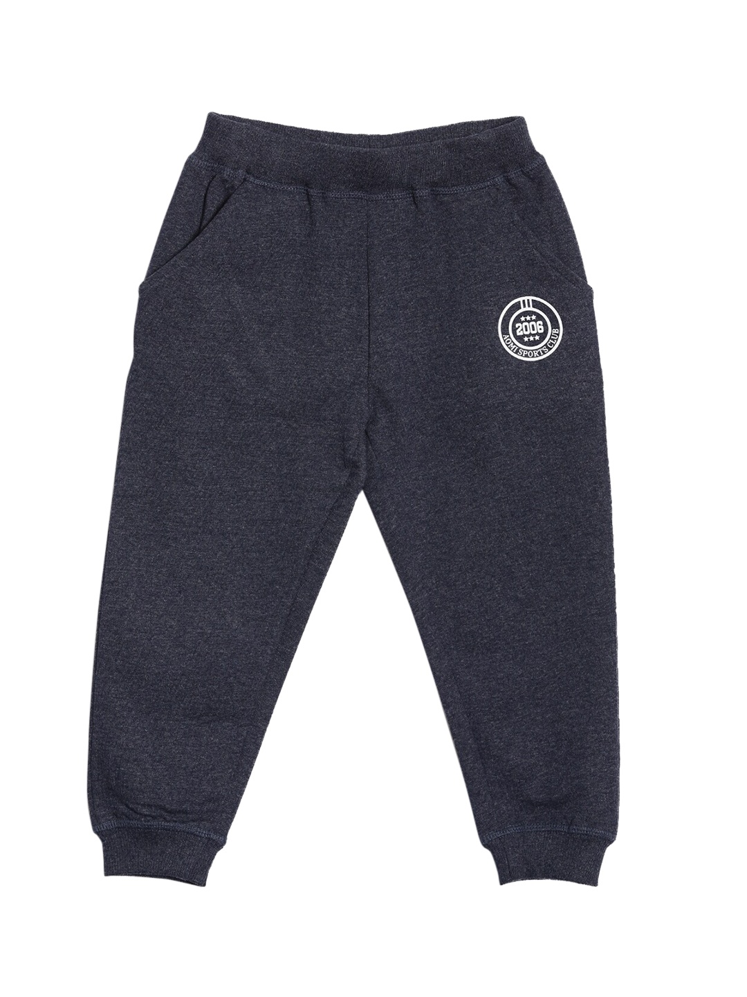 

Aomi Boys Navy Blue Solid Relaxed-Fit Cotton Recycled Fabric Joggers