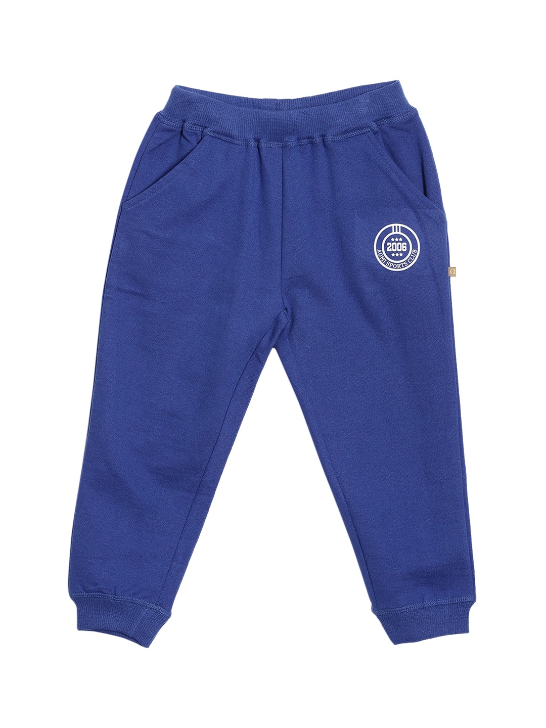 

Aomi Boys Blue Solid Cotton Relaxed-Fit Joggers