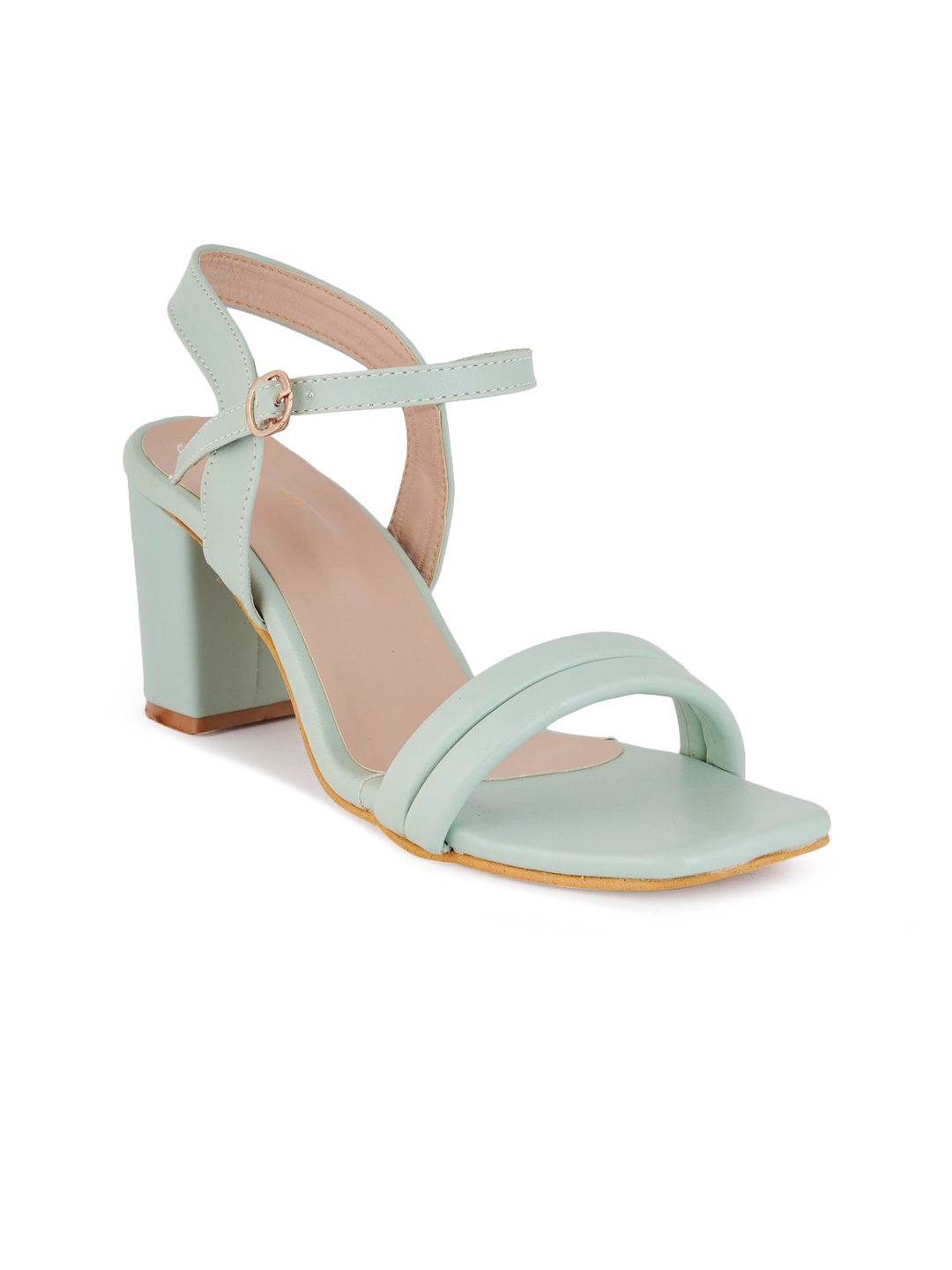 

SCENTRA Women Green Block Sandals with Buckles